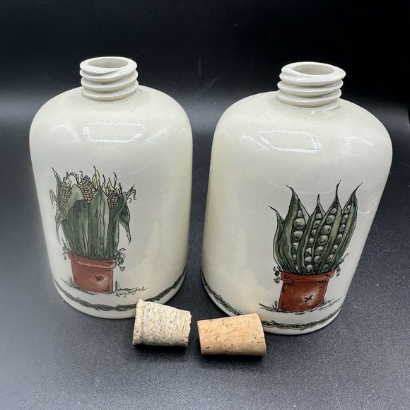 Otagiri Cruet Oil & Vinegar Bottle Jug Mary Hughes Corn & Peas Vintage 1997 - Picture 3 of 13